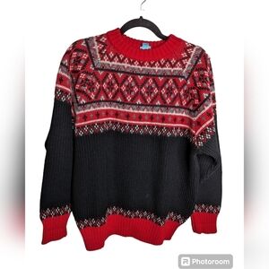 Album by Kenzo vintage Fair Isle black and red sweater sz M